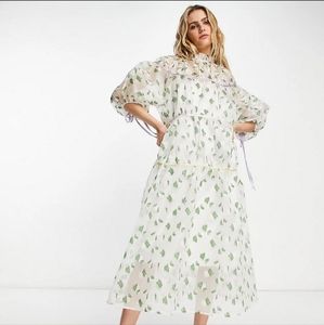 Lost Ink tiered binding detail midaxi dress